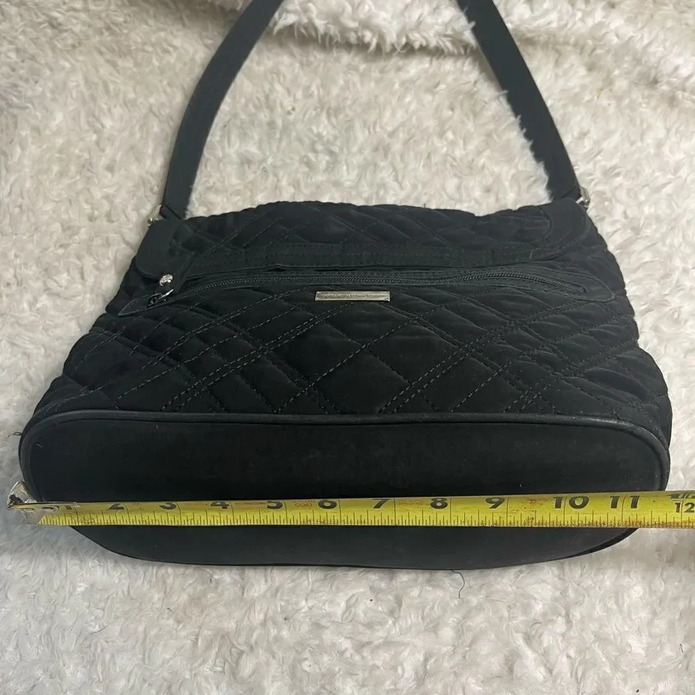 Vera Bradley Classic Black Quilted Fabric Shoulder Bag Purse Zebra print Lining.